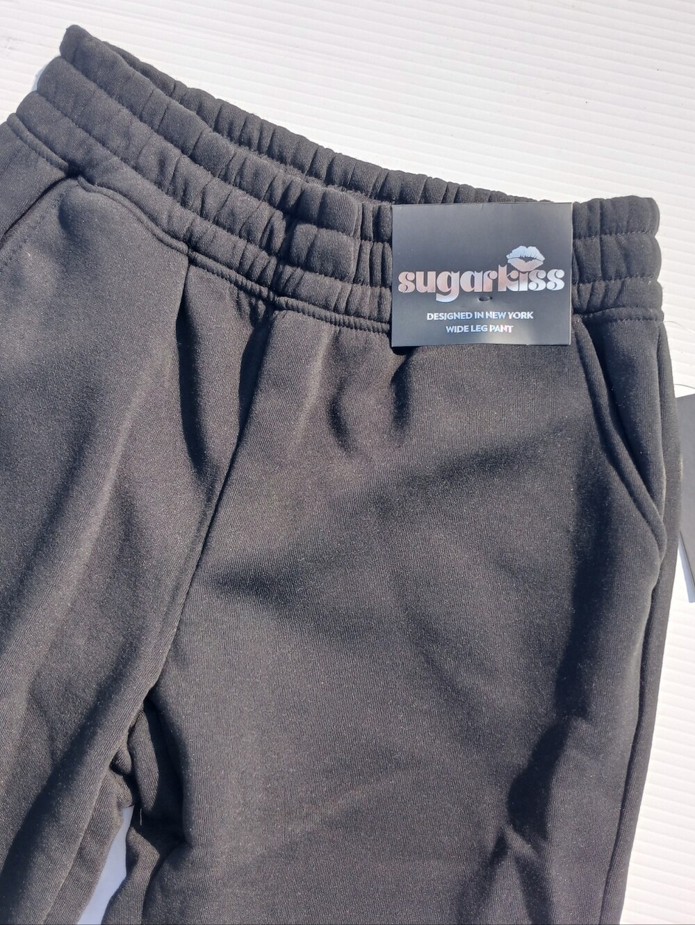 NEW NWT Black Wide Leg Sweat Pants womens size M Lounge Jogger Jogging Pant - Picture 3 of 8